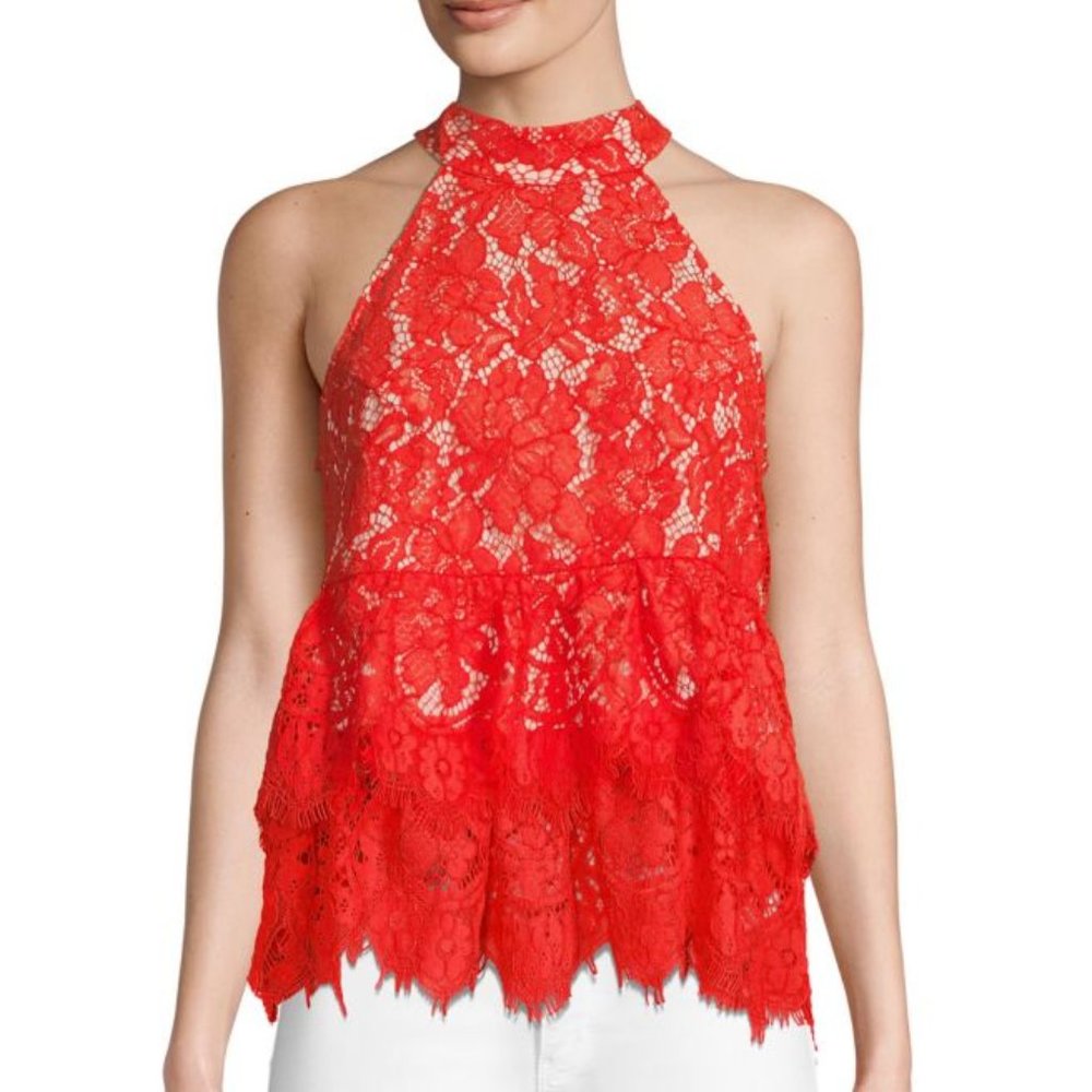 Endless Rose Red lace tie halter top, size small
